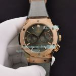 Best Hublot Classic Fusion Replica Rose Gold Watch Grey Dial With Leather Strap